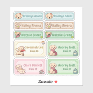 Chibi Labrador Namenslabels Aufkleber