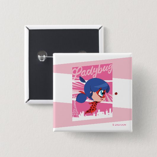 Chibi Ladybug in Paris Button (Vorne & Hinten)