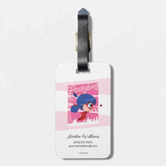 Chibi Ladybug in Paris Gepäckanhänger (Rückseite vertikal)