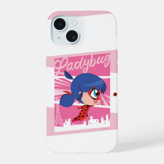 Chibi Ladybug in Paris iPhone 15 Hülle (Rückseite)