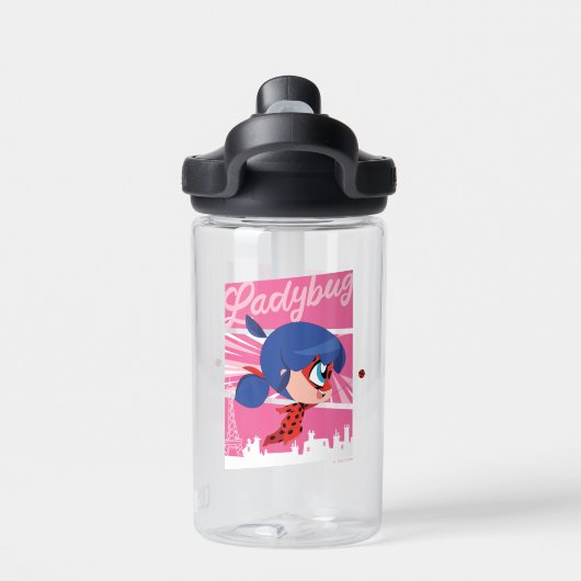 Chibi Ladybug in Paris Trinkflasche (Rückseite)