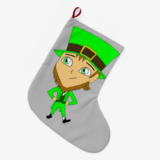 Chibi leprechaun großer weihnachtsstrumpf (Vorderansicht (hängend))
