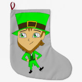 Chibi leprechaun großer weihnachtsstrumpf (Vorderseite)