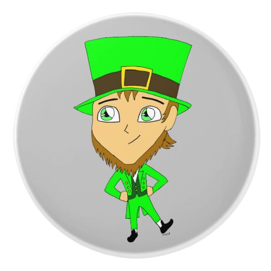 Chibi leprechaun keramikknauf (Vorderseite)