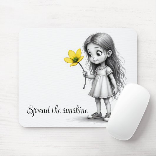 Chibi Little Girl mit Blume Mousepad (Mit Mouse)
