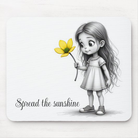 Chibi Little Girl mit Blume Mousepad (Vorne)
