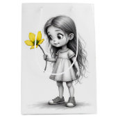 Chibi Little Girl mit gelber Blume Mittlere Geschenktüte (Vorderseite)