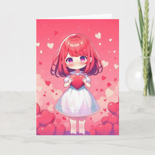 Chibi Love Anime Mädchen Feiertagskarte