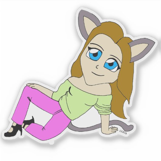 Chibi-Mädchen Aufkleber (Vorderseite)
