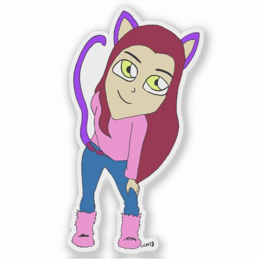 Chibi-Mädchen Aufkleber (Vorderseite)