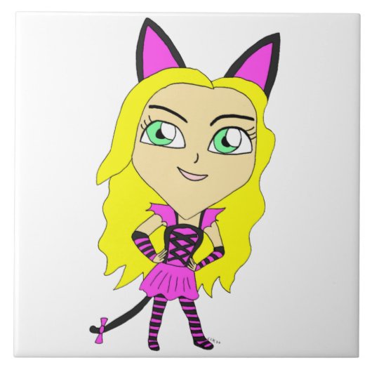 Chibi-Mädchen Fliese (Vorderseite)