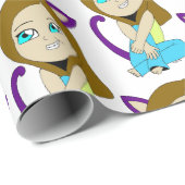 Chibi-Mädchen Geschenkpapier (Rolleneckpunkt)