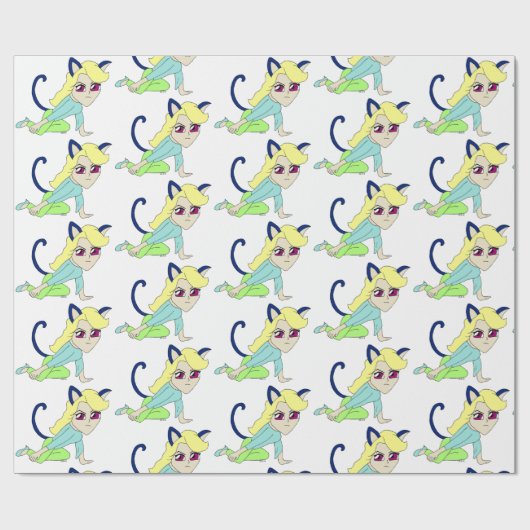 Chibi-Mädchen Geschenkpapier (Flach)