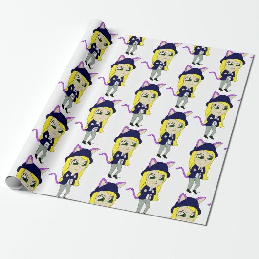 Chibi-Mädchen Geschenkpapier (Ungerollt)