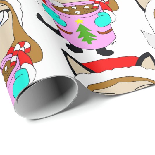 Chibi-Mädchen Geschenkpapier (Rolleneckpunkt)