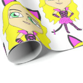 Chibi-Mädchen Geschenkpapier (Rolleneckpunkt)