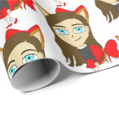Chibi-Mädchen Geschenkpapier (Rolleneckpunkt)