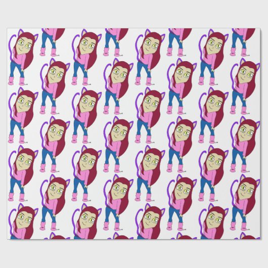 Chibi-Mädchen Geschenkpapier (Flach)