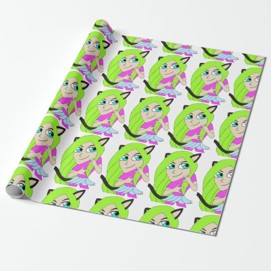 Chibi-Mädchen Geschenkpapier (Ungerollt)