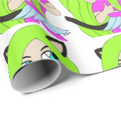 Chibi-Mädchen Geschenkpapier (Rolleneckpunkt)