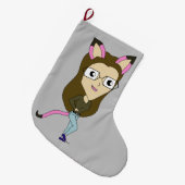 Chibi-Mädchen Großer Weihnachtsstrumpf (Vorderansicht (hängend))