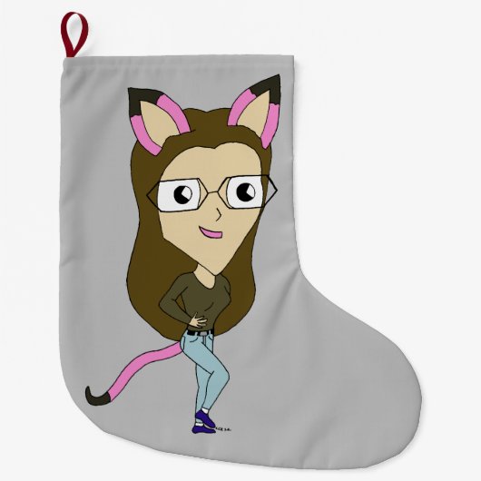 Chibi-Mädchen Großer Weihnachtsstrumpf (Vorderseite)