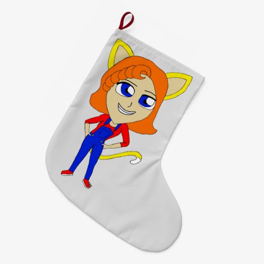 Chibi-Mädchen Großer Weihnachtsstrumpf (Vorderansicht (hängend))