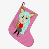 Chibi-Mädchen Großer Weihnachtsstrumpf (Vorderansicht (hängend))