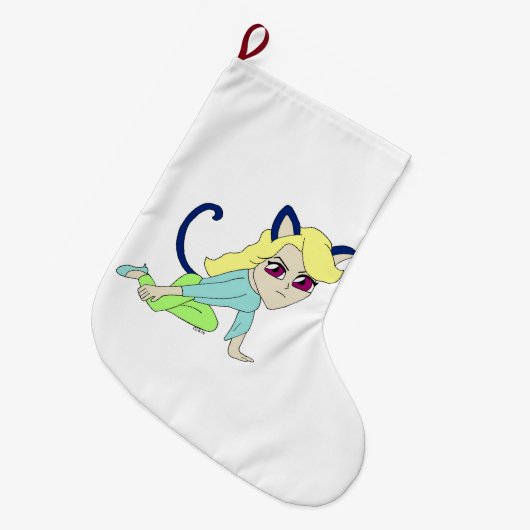 Chibi-Mädchen Großer Weihnachtsstrumpf (Vorderansicht (hängend))