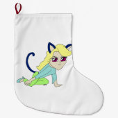 Chibi-Mädchen Großer Weihnachtsstrumpf (Vorderseite)