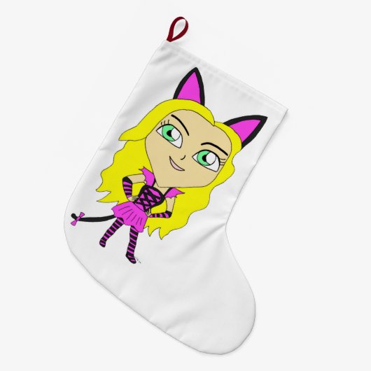 Chibi-Mädchen Großer Weihnachtsstrumpf (Vorderansicht (hängend))