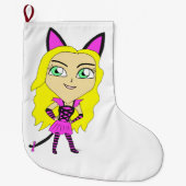 Chibi-Mädchen Großer Weihnachtsstrumpf (Vorderseite)