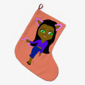 Chibi-Mädchen Großer Weihnachtsstrumpf (Vorderansicht (hängend))