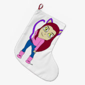 Chibi-Mädchen Großer Weihnachtsstrumpf (Vorderansicht (hängend))