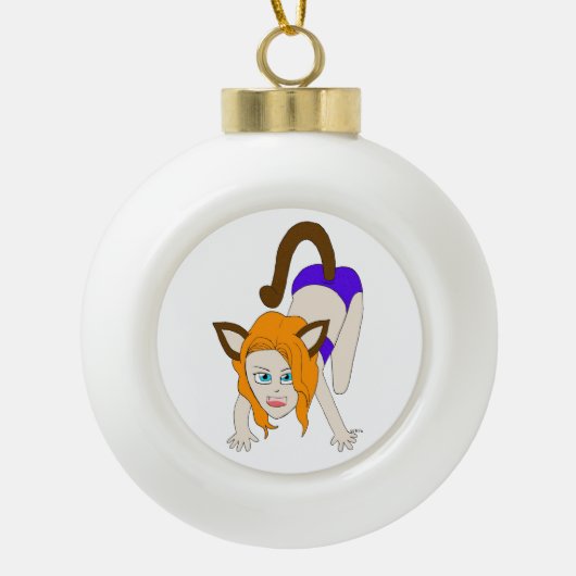 Chibi-Mädchen Keramik Kugel-Ornament (Vorderseite)