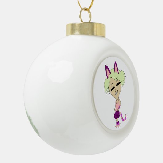 Chibi-Mädchen Keramik Kugel-Ornament (Links)