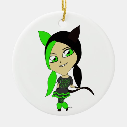 Chibi-Mädchen Keramik Ornament (Vorne)