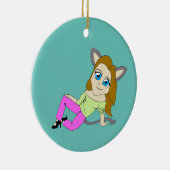 Chibi-Mädchen Keramik Ornament (Rechts)