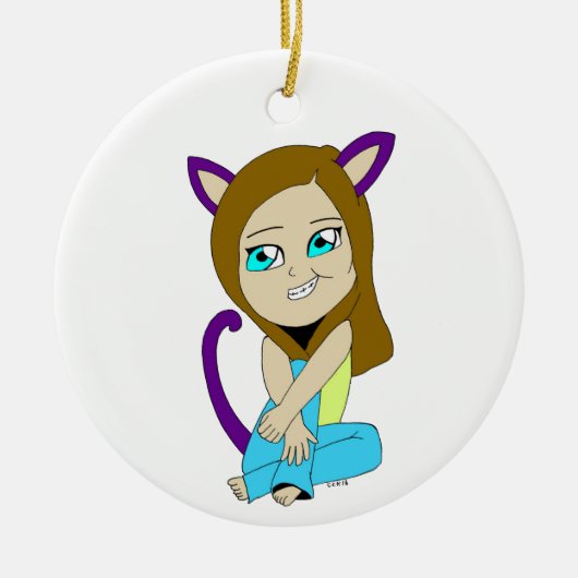 Chibi-Mädchen Keramik Ornament (Vorne)