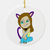 Chibi-Mädchen Keramik Ornament (Hinten)