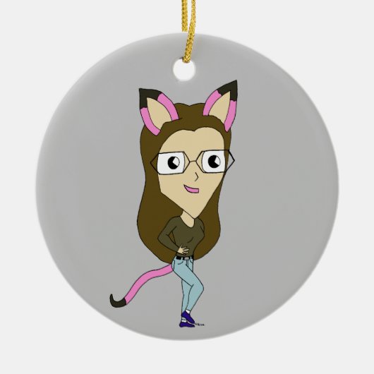 Chibi-Mädchen Keramik Ornament (Vorne)