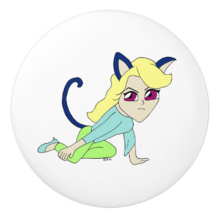 Chibi-Mädchen Keramikknauf