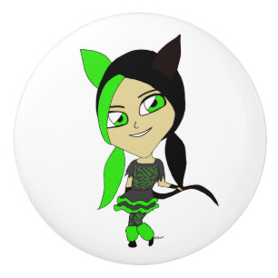 Chibi-Mädchen Keramikknauf