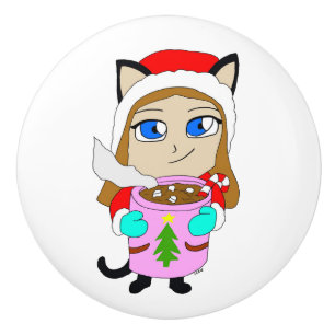 Chibi-Mädchen Keramikknauf