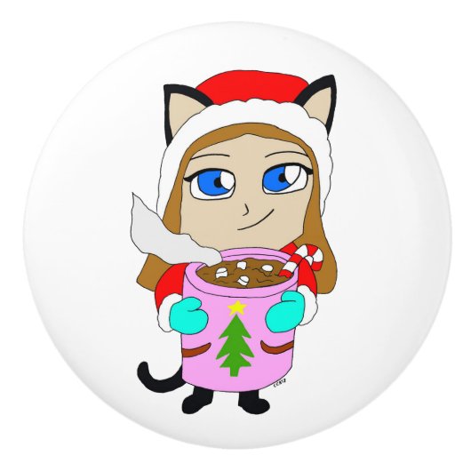 Chibi-Mädchen Keramikknauf (Vorderseite)