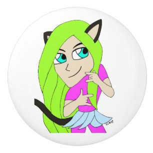Chibi-Mädchen Keramikknauf