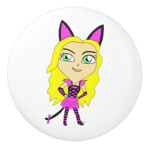 Chibi-Mädchen Keramikknauf