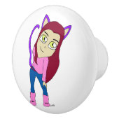 Chibi-Mädchen Keramikknauf (Rechts)