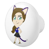 Chibi-Mädchen Keramikknauf (Rechts)