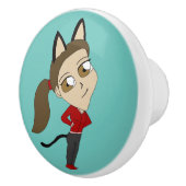 Chibi-Mädchen Keramikknauf (Rechts)